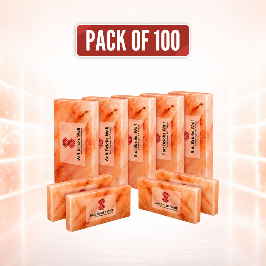 Himalayan Pink Salt Tiles 8x4x1 Inch – Pack of 100 Natural Salt Bricks