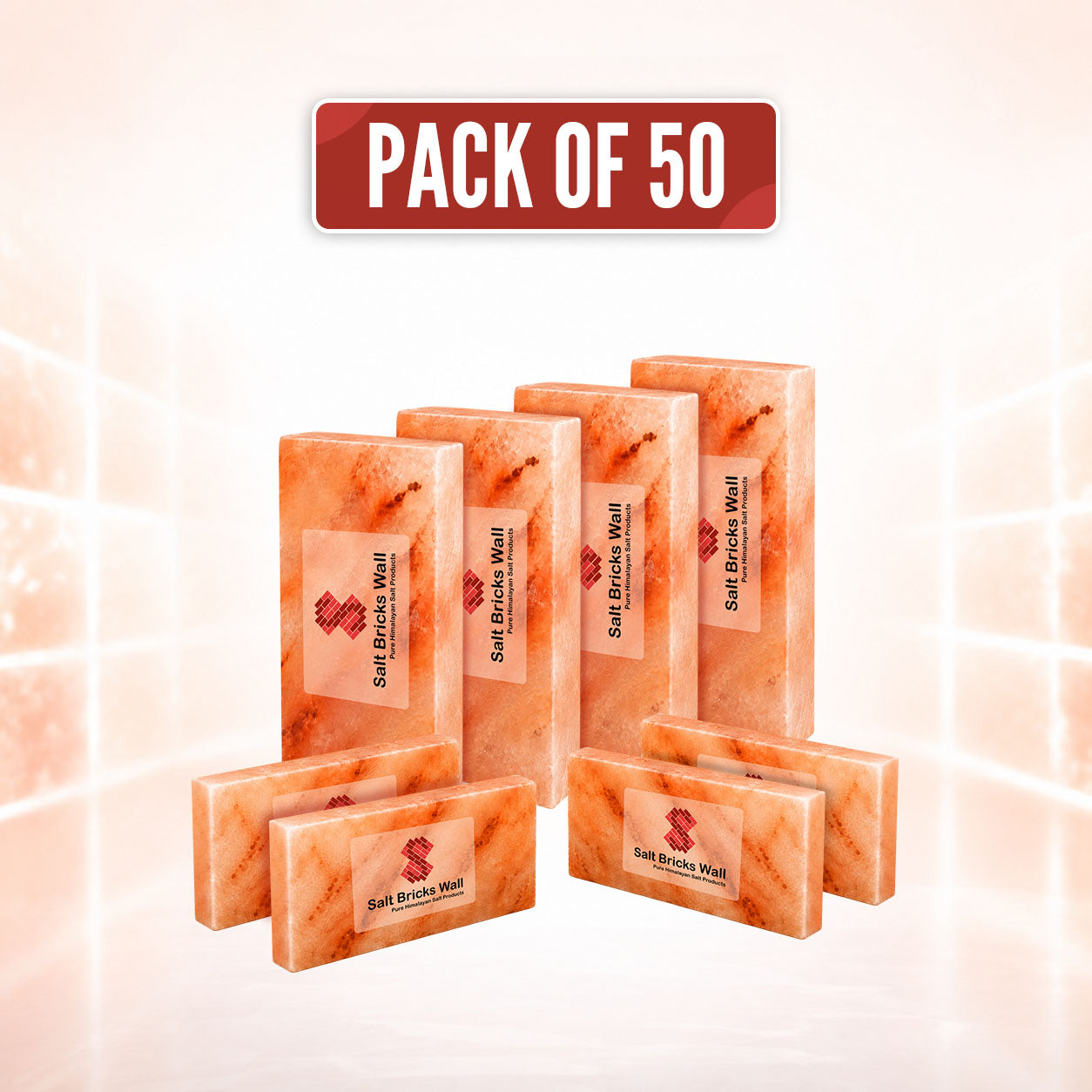 Pink Salt Tiles for Spa (8x4x1) Pack of 50 Salt Bricks