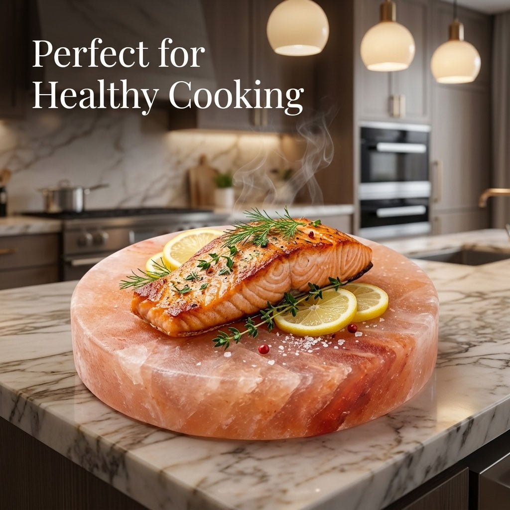 Round Himalayan Pink Salt Cooking Block – Natural Himalayan Salt Grilling Plate