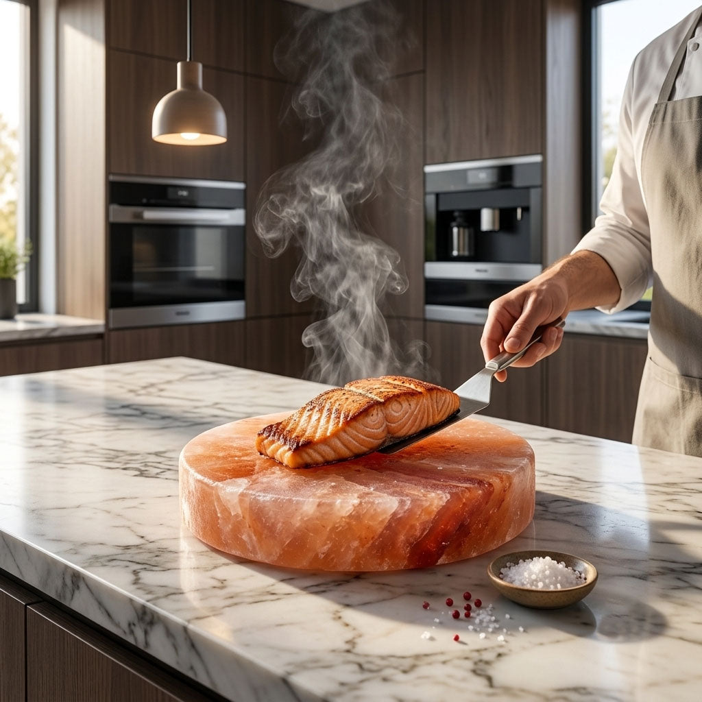 Round Himalayan Pink Salt Cooking Block – Natural Himalayan Salt Grilling Plate